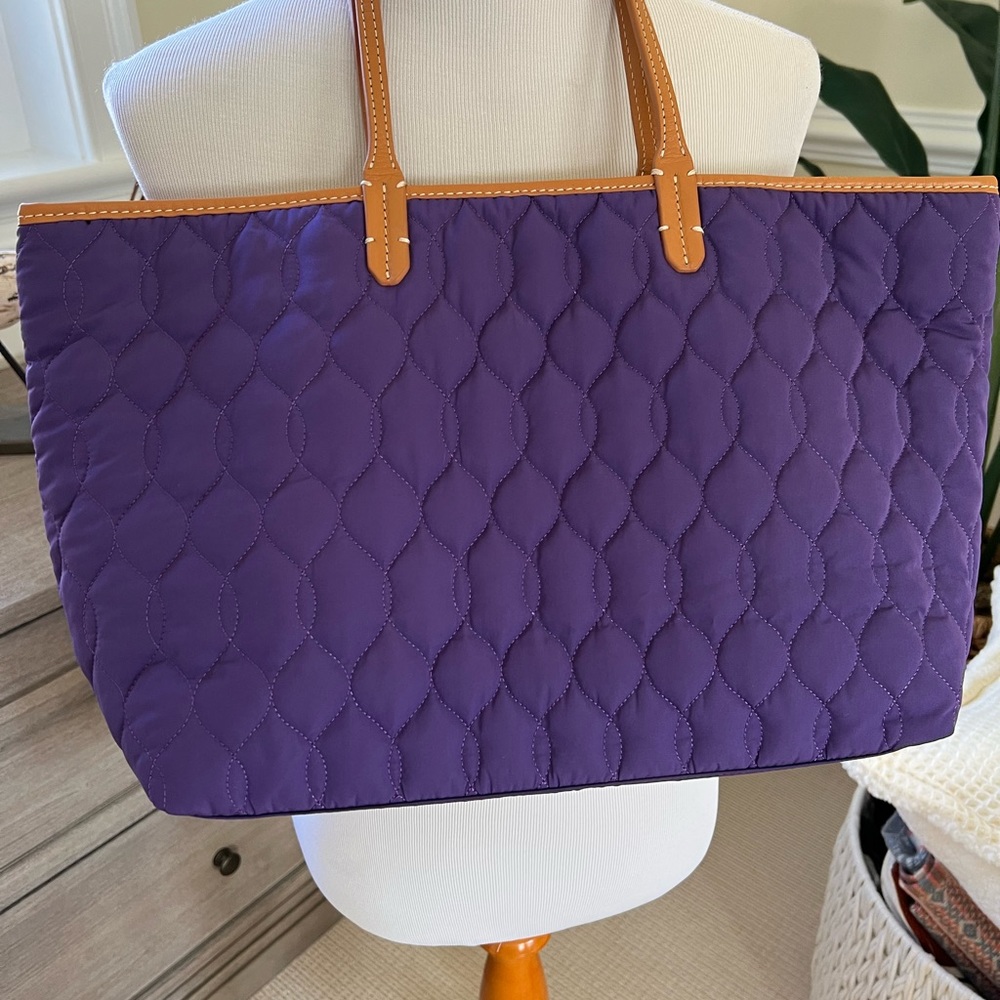 J. McLaughlin Quilted Tote in Purple Double Leather Handles